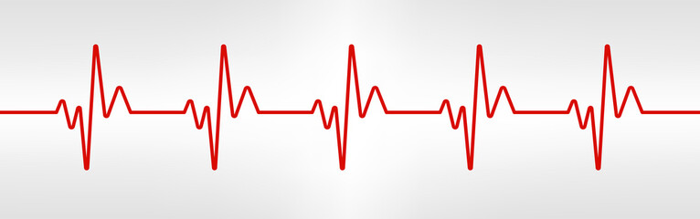 Heart beat line. Red healthy pulse trace. Electrocardiogram or ECG curve. Human cardio beat. Vibration chart. Life sign. Cardiogram waveform. Vector illustration