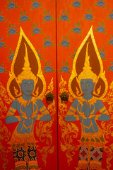 Thai pattern on the wall of a Thai temple