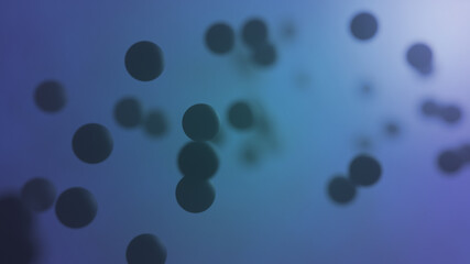 Futuristic Abstract Design of the Flying Spheres. Chaotic Low-Loly Particles in the Dark Fantastic Space. Science Concept. 3D Render