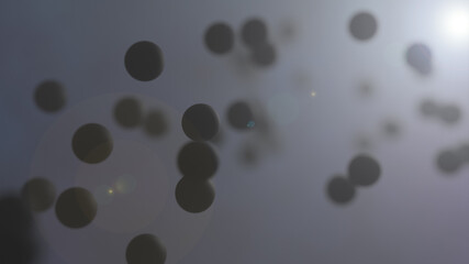 Futuristic Abstract Design of the Flying Spheres. Chaotic Low-Loly Particles in the Dark Fantastic Space. Science Concept. 3D Render