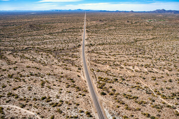 Flying over the New River Highway and the  Arizona Desert