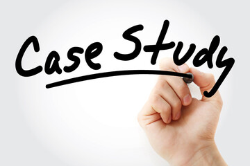 Case Study text with marker, business concept background