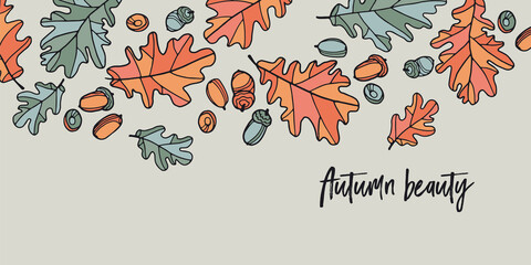 Fall oak acorn and leaves seamless pattern © galyna_p