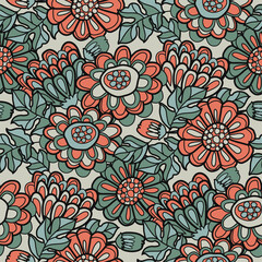 Autumn marigolds cute peasant flowers pattern
