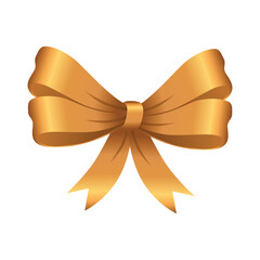 Gift bow gold design, happy birthday celebration decoration party festive and surprise theme Vector illustration