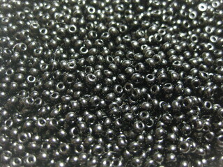 Black beads close-up.