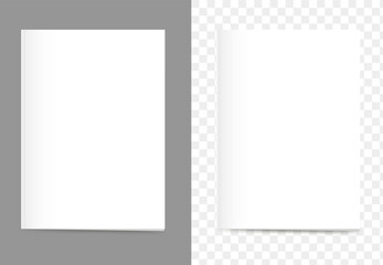 Fototapeta premium Magazine page concept. Vector mock up of booklet isolated. Opened vertical magazine, brochure or notebook template on white background. 3d illustration for your design, presentation. Mockup paper. 