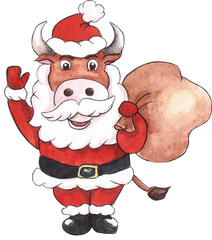 Santa bull christmas art 2021