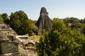 The old Mayan ruins of Tikal in the jungle of Guatemala, Central America