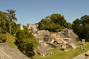 Fototapeta na wymiar The old Mayan ruins of Tikal in the jungle of Guatemala, Central America