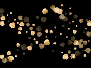 Gold chic seashells vector illustration, marine mollusks shells