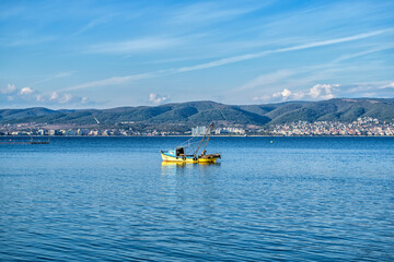 fishing boats in the sea