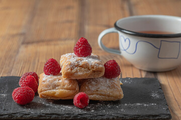 Spanish Puff Pastry with raspberry