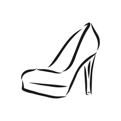 Woman's shoe, vector sketch, women's Shoe, vector sketch illustration