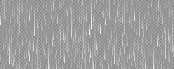 Realistic rain texture on transparent background. Rainfall, water drops effect. Autumn wet rainy day. Vector illustration.