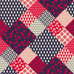 Fototapeta premium Diverse set of patterns in patchwork pattern