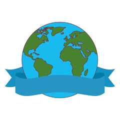 World sphere with ribbon design, Planet continent earth and globe theme Vector illustration