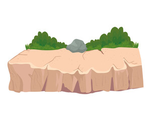 Stone with shrubs design, nature outdoor beautiful season spring and summer theme Vector illustration