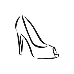 Woman's shoe, vector sketch, women's Shoe, vector sketch illustration