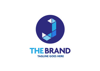 Modern and Clean Illustration logo design mosaic letter J with circle color background