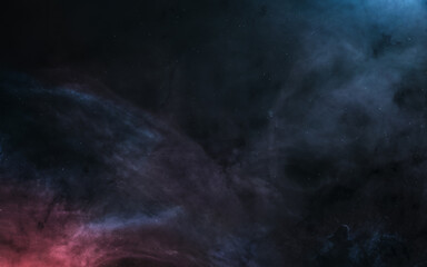 Beautiful deep space landscape in red and blue light. Science fiction. Elements of this image...