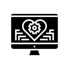 remote work on computer glyph icon vector. remote work on computer sign. isolated contour symbol black illustration