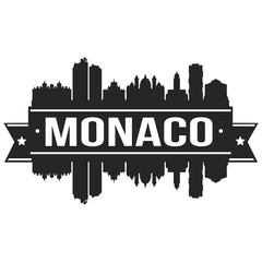 Fototapeta premium Monaco Skyline Silhouette City Vector Design Art Stencil.