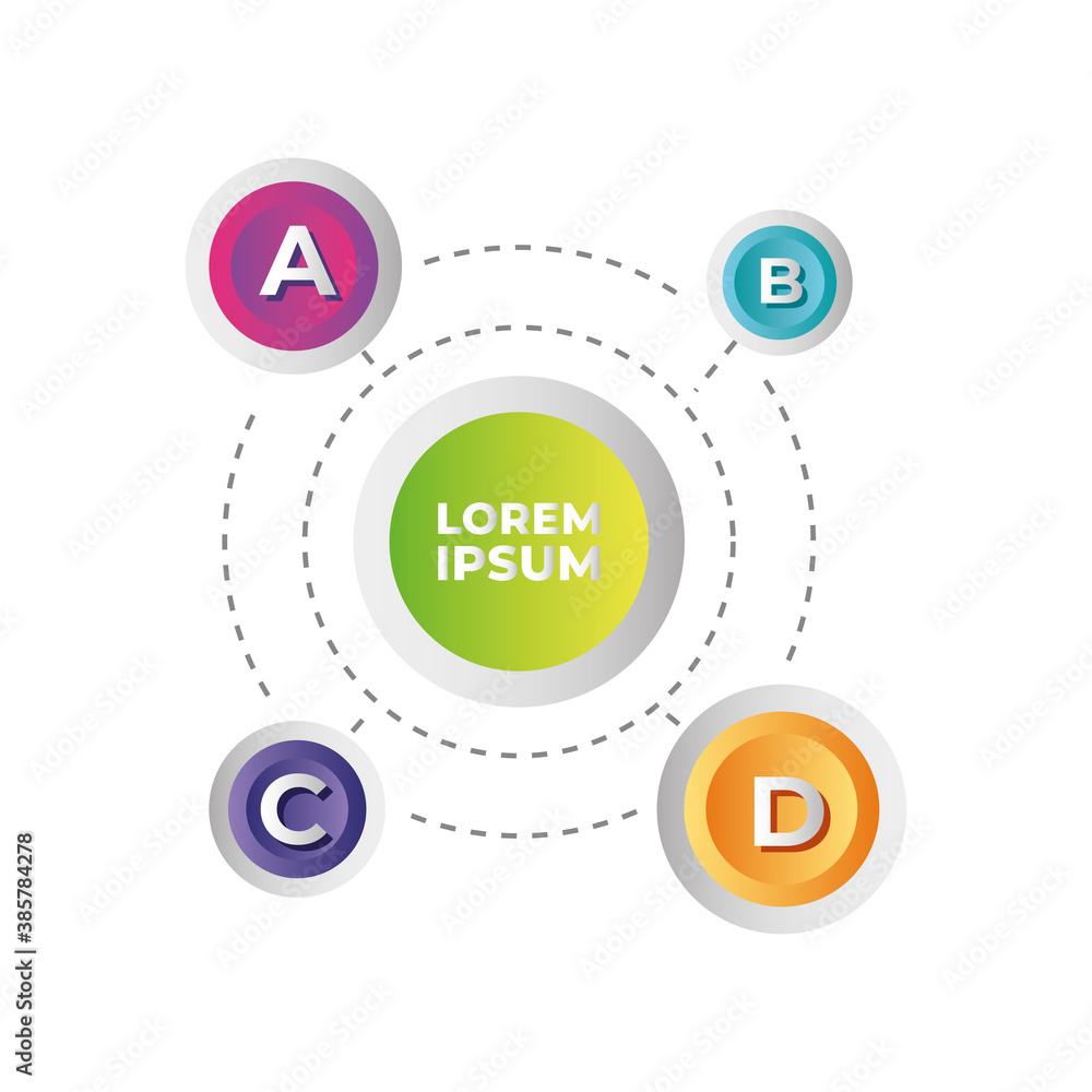 Poster infographic circular four steps information graph template