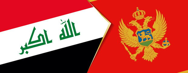 Iraq and Montenegro flags, two vector flags.