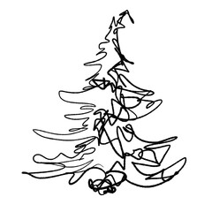 creative minimalist stylish sketch monoline beautiful tree illustration 