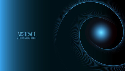Elegant Dark background. Abstract blue design element. Spiral glowing lines