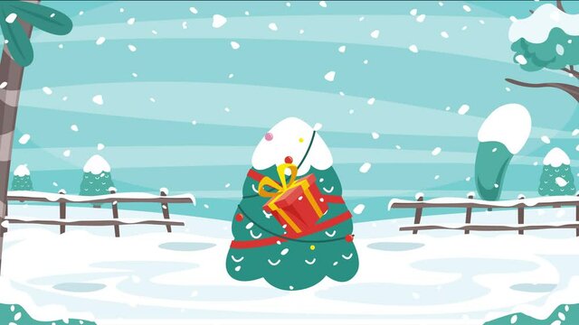 Christmas Greeting Animation With Cartoon Characters