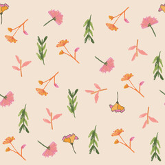 seamless pattern with flowers and botanicals