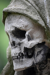 Sensenmann, Tod, Skelett Figur auf dem Melaten Friedhof, Köln, 