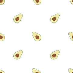 Seamless Pattern avocado illustration. Vector cartoon avocado fruit isolated on white background.
