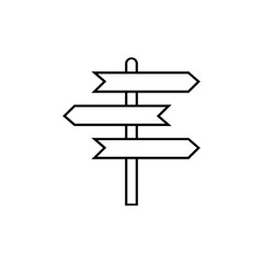 Road sign line icon. Signpost outline linear symbol isolated on the white background