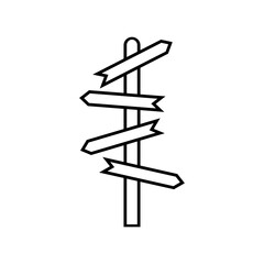 Road sign line icon. Signpost outline linear symbol isolated on the white background