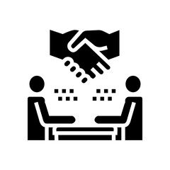 interview handshake glyph icon vector. interview handshake sign. isolated contour symbol black illustration