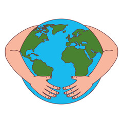 World sphere with arms design, Planet continent earth and globe theme Vector illustration