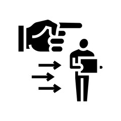 fired worker glyph icon vector. fired worker sign. isolated contour symbol black illustration