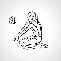 Woman volleyball player silhouette passing ball Vector eps10