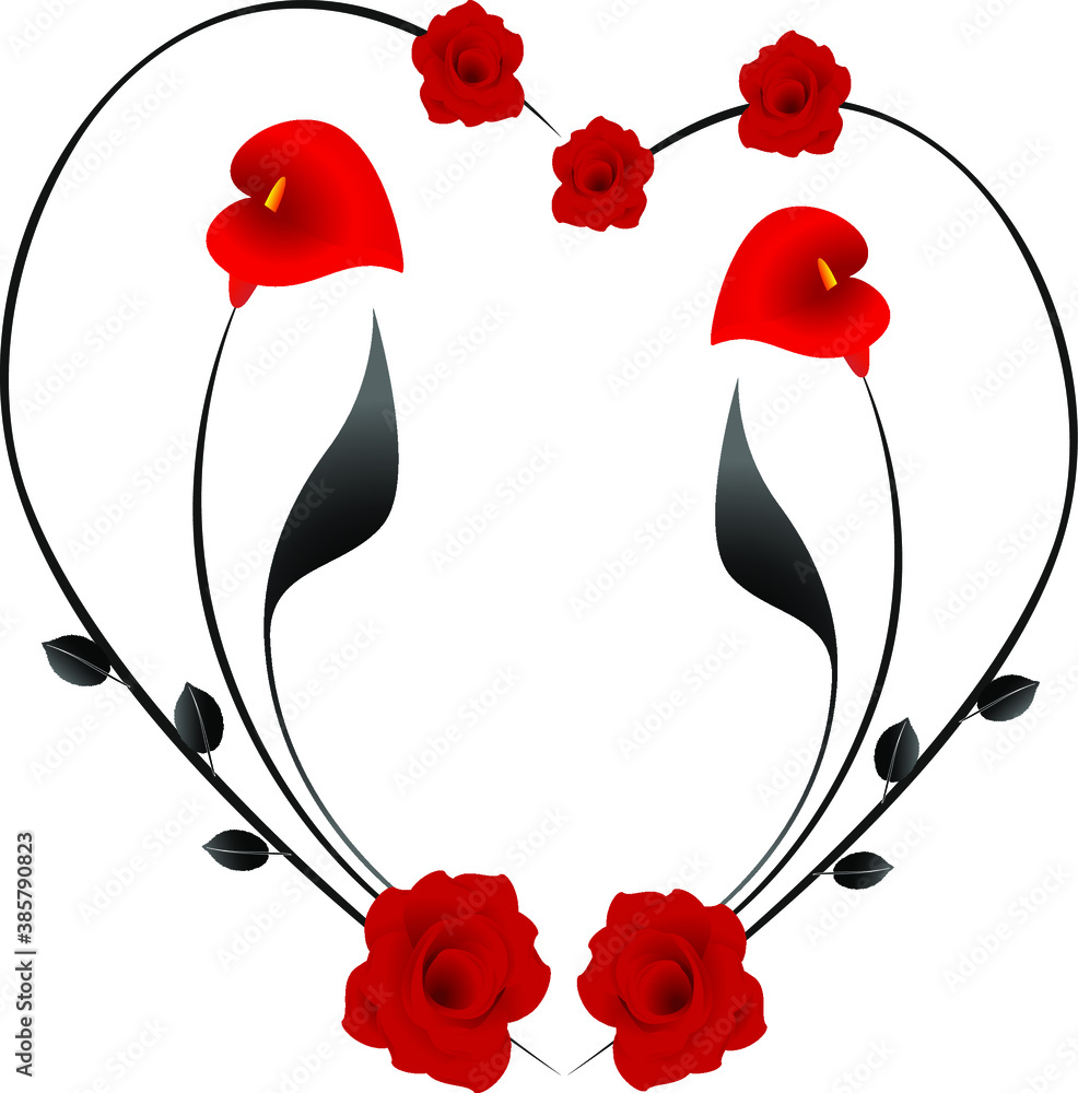 Canvas Prints branch with flowers in a heart shape.