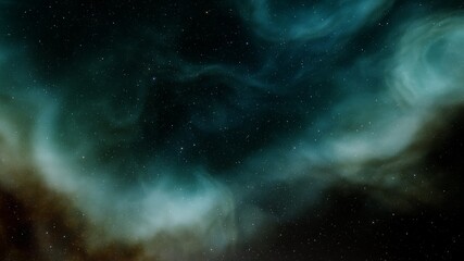 Naklejka na ściany i meble Deep space beauty, nebula and stars in deep space, glowing mysterious universe 3D Render