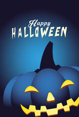 Halloween blue pumpkin cartoon vector design