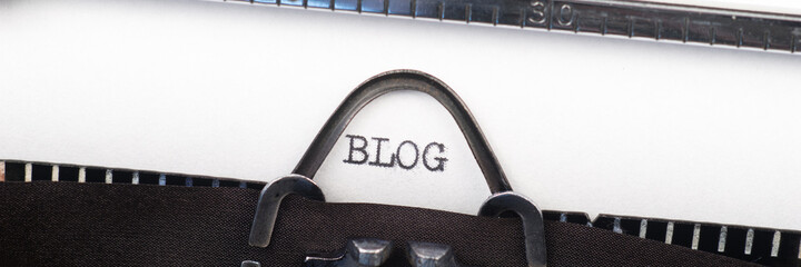 Blog - written on an old typewriter. Panoramic image