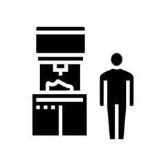 shoe production machine glyph icon vector. shoe production machine sign. isolated contour symbol black illustration