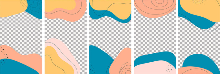 Set of vector abstract backgrounds. Design for social media, story, card, invitation, feed post. Doodle style.