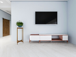 There are sofa, table and other facilities in the modern and tidy living room