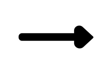 A flat black arrow icon. Direction sign, navigation button. Good for projects.	