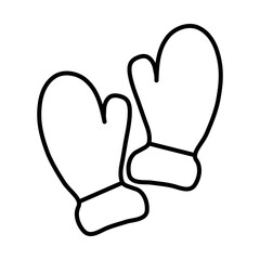 Winter gloves sticker and line style icon design of Cloth season cold textile fashion warm accessory new year merry christmas and celebration theme Vector illustration